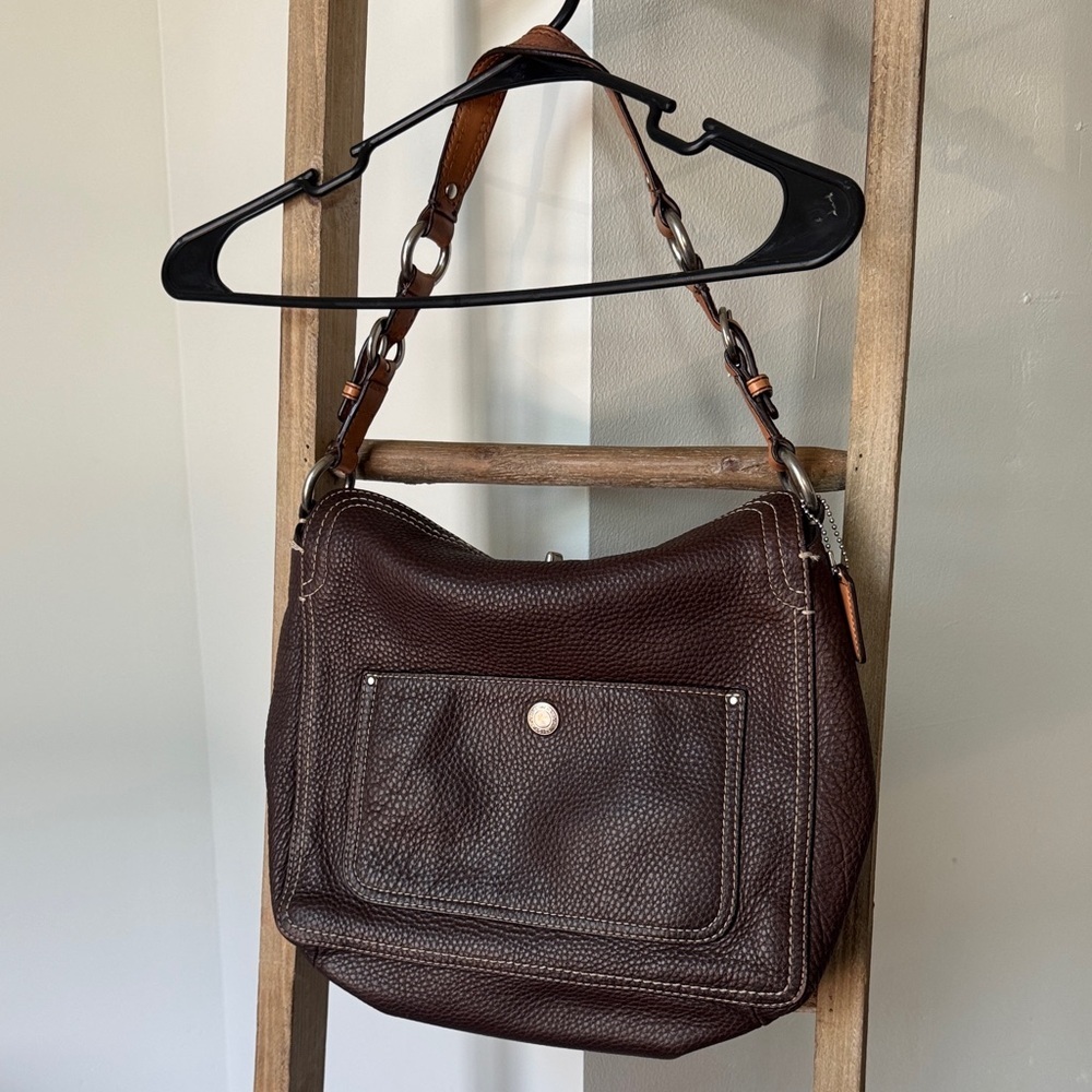 Vintage Coach hobo Dark Brown pebble Leather Handbag